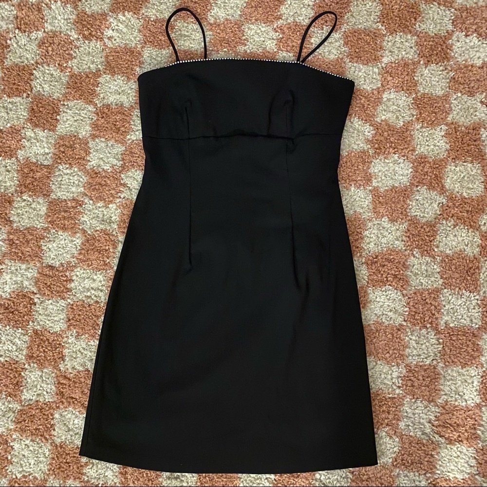 Vintage 90s / Y2K Black Rhinestone Embellished Sleeveless Cocktail Dress Sz M